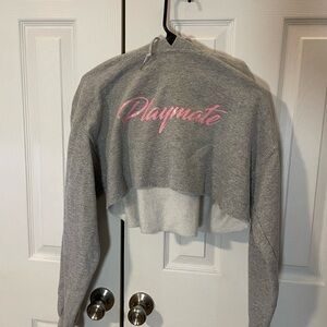 Gildan Gray Cropped Jacket with Pink Lettering
